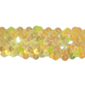 3 soros irizáló elasztikus flitterbortni, 3 cm széles - LIGHT YELLOW